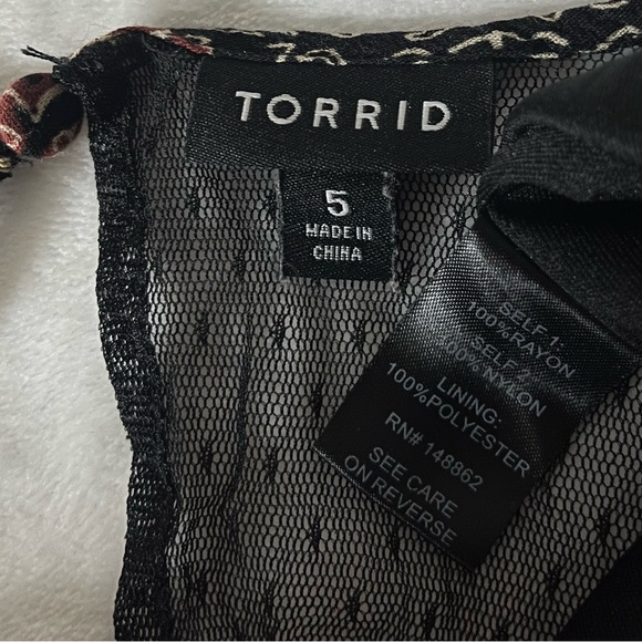 TORRID Paisley Floral Embroidered Illusion Sheer Mesh A-line Mini Dress 5 5X - Picture 9 of 9